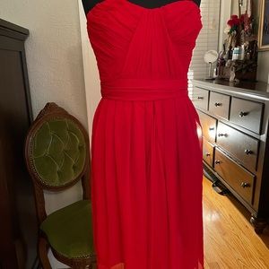 Red Badgley Mischka off the shoulder sweet heart mini dress. Size US wom…